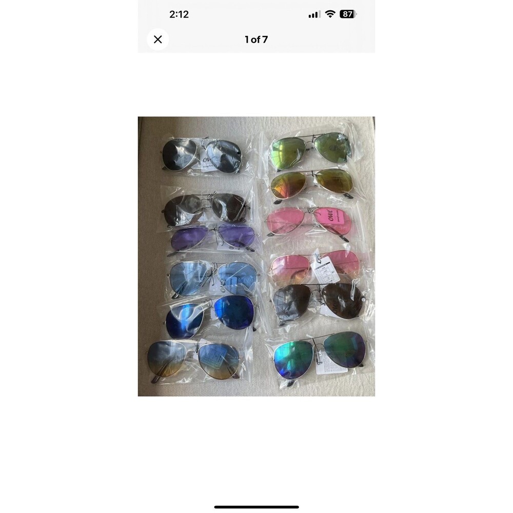 Owl 12 Pairs Classic Aviator Sunglasses Metal Frame Color Lens Variety UV NEW